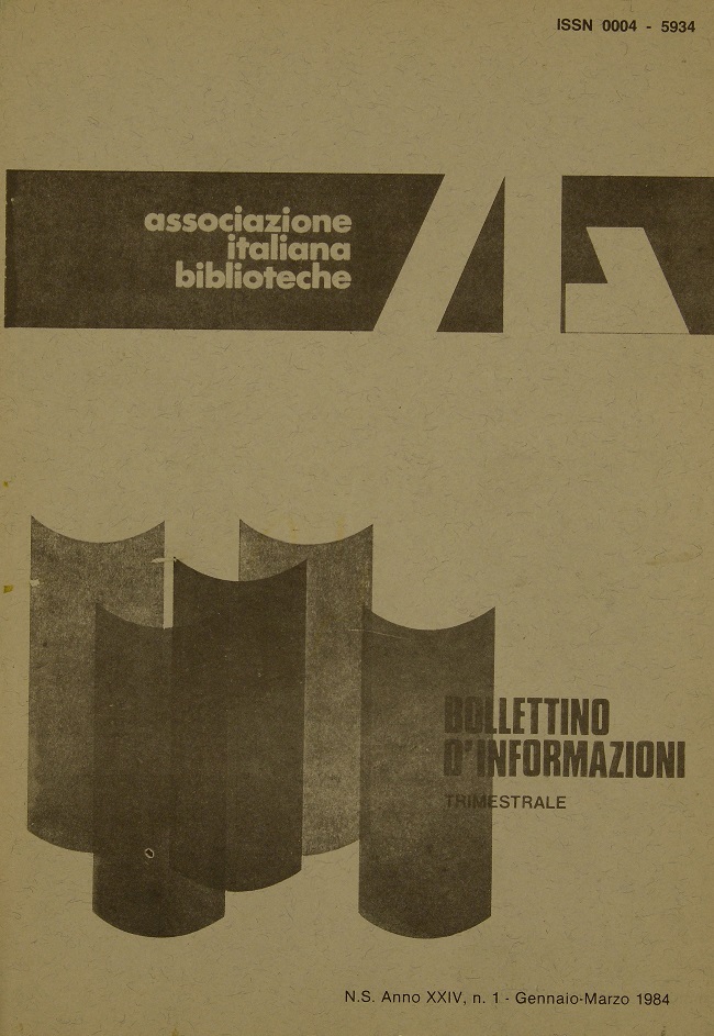 					Visualizza V. 24 N. 1 (1984): Gennaio-Marzo
				