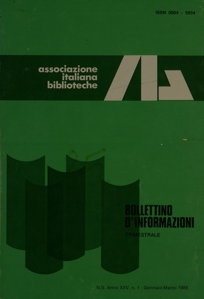 					Visualizza V. 25 N. 1 (1985): Gennaio-Marzo
				