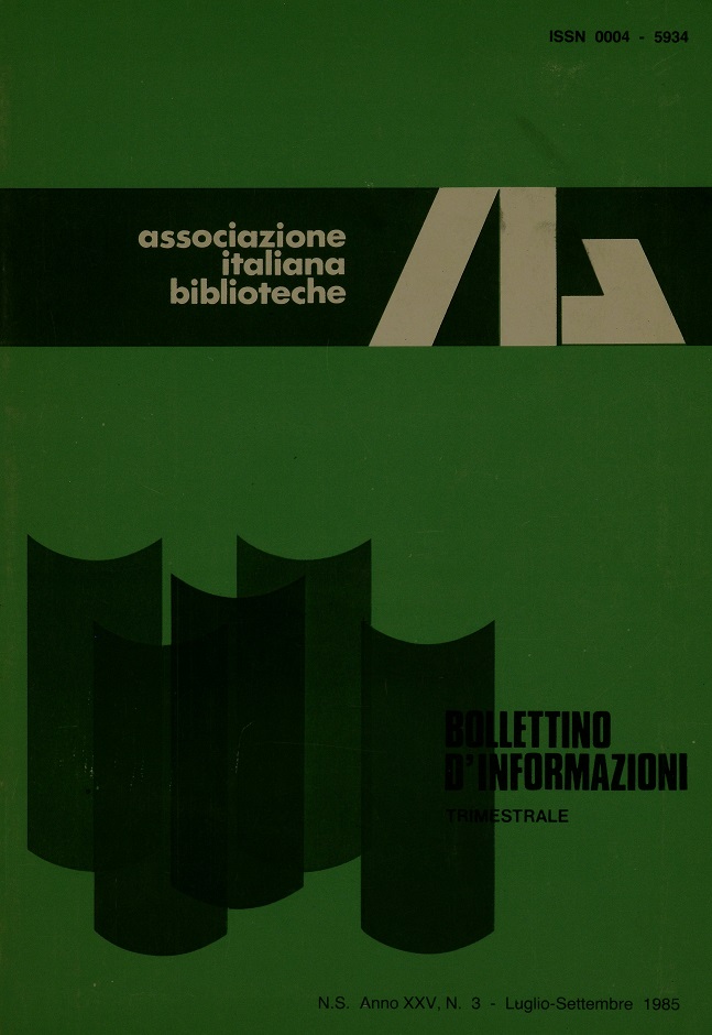 					Visualizza V. 25 N. 3 (1985): Luglio-Settembre
				