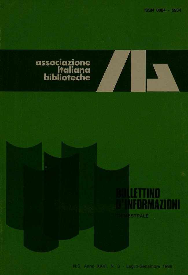 					Visualizza V. 26 N. 3 (1986): Luglio-Settembre
				